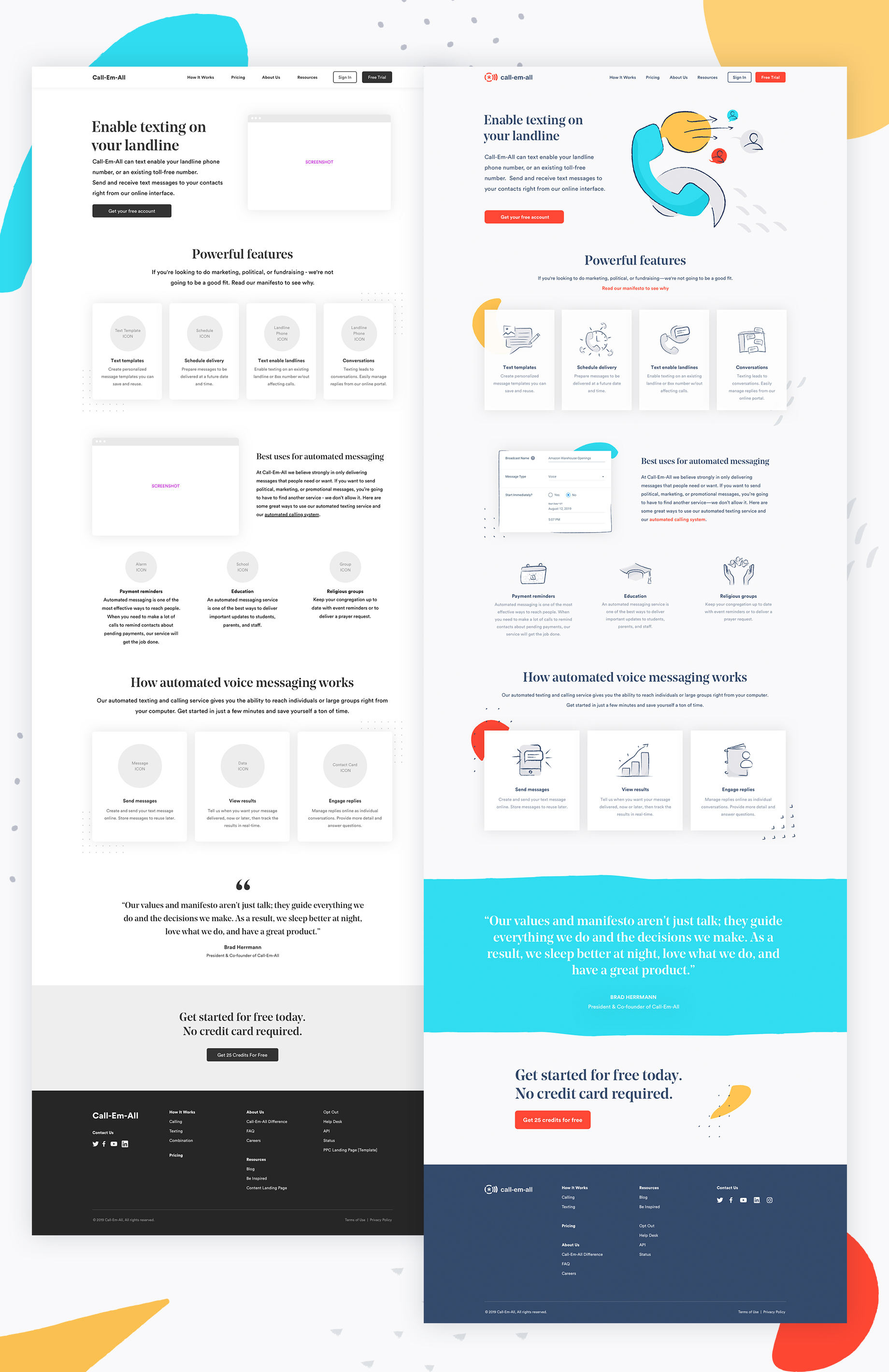 Call-em-all Wireframe and Website Design