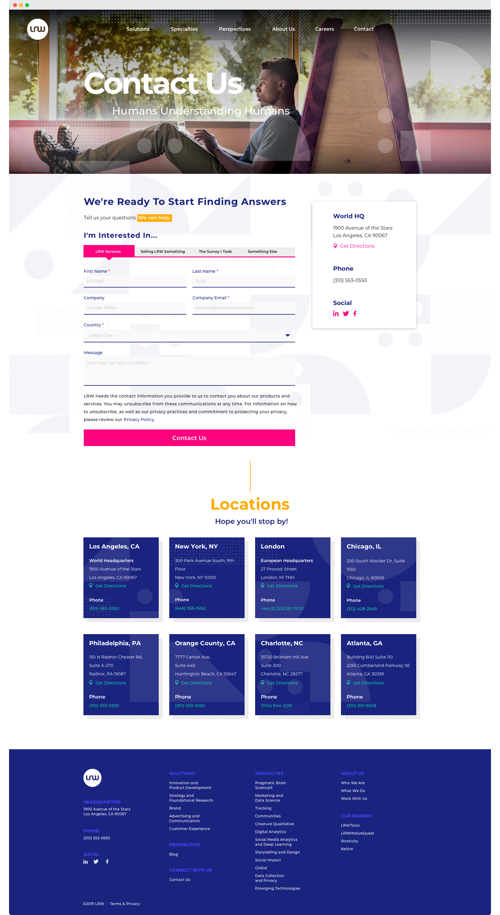 LRW Contact us Page