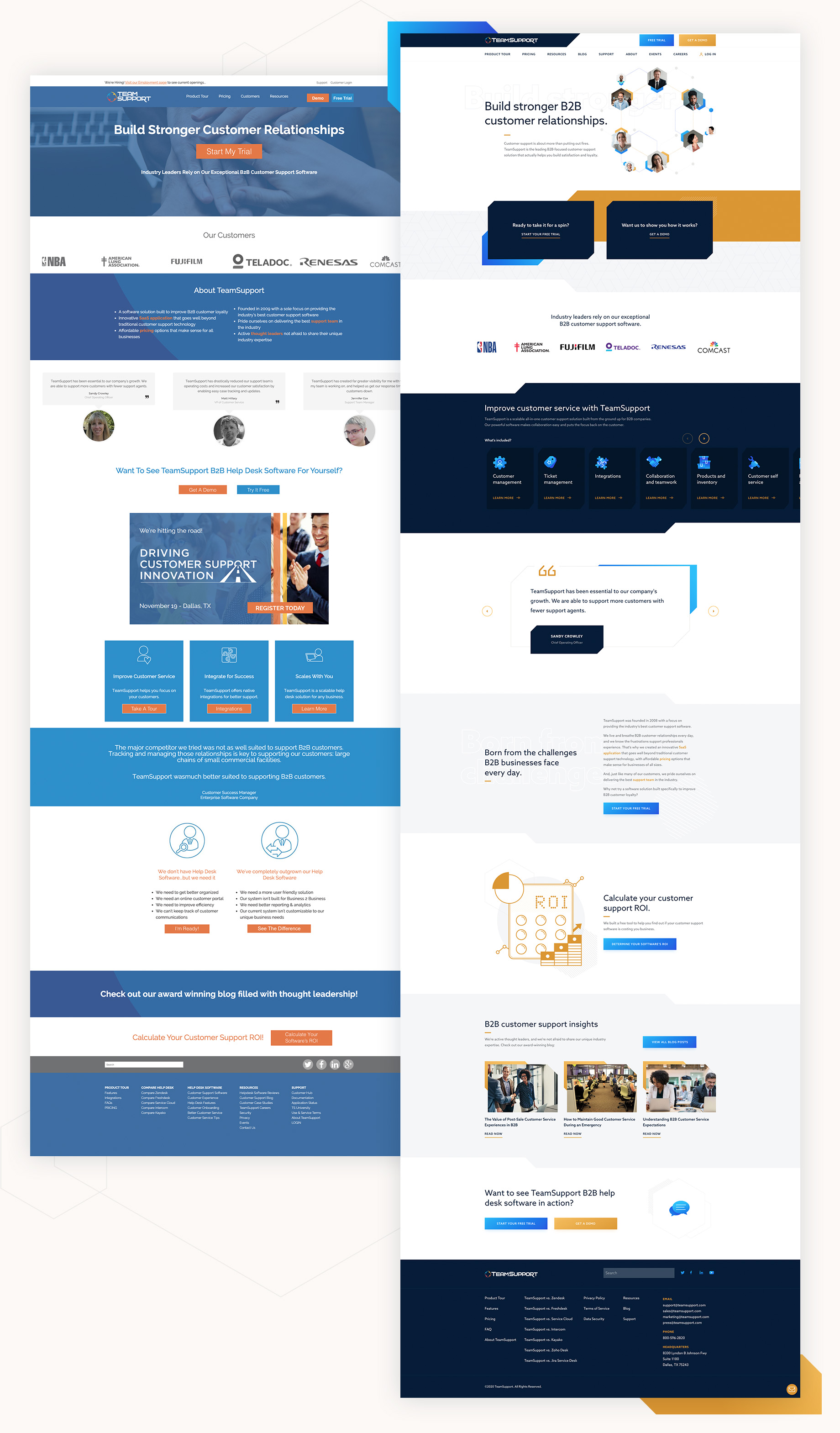 Teamsupport Website Design Before and After